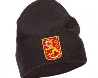 Finland Beanie Hat Polar Fleece Coat Of Arms Birthday Gift Valentines Day Unisex Winter Hat Warm Outdoor Windproof Hat