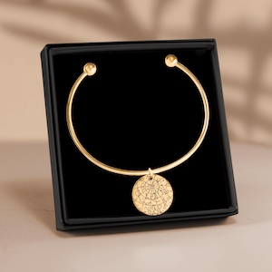 Personalisiertes Armband mit Sternenkarte, Sternenkarte, Sternenkarte, gravierter Nachthimmel Geschenk, himmlischer Schmuck für Jubiläum, Geburtstag oder Gedenkstätte