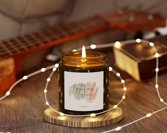 Scented Meditation Candle, Coconut Apricot Wax, Aromatherapy Gift