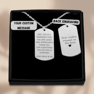 Custom Engraved Tag Necklace: Personalized Message, Date, Logo