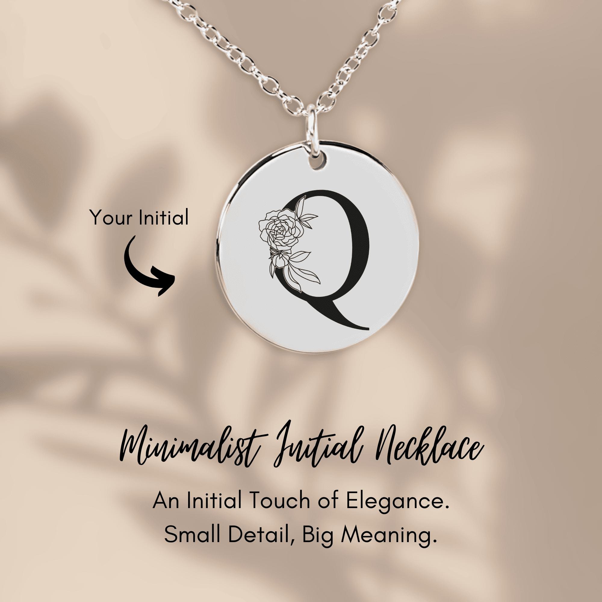 Collier Acier Inoxydable Lettre Prénom Fleur Femme pendentif initial Bijoux