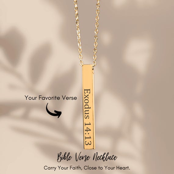 Personalized Bible Verse Necklace Gift for Mom Religious Bar  ENGRAVE Bible Scripture Chain display picture 1