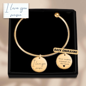 Custom Handwriting Bangle–Personalized Bracelet with Actual Handwriting,Memorial Jewelry,Gift for Her,Engrave Cuff with Signature or Message