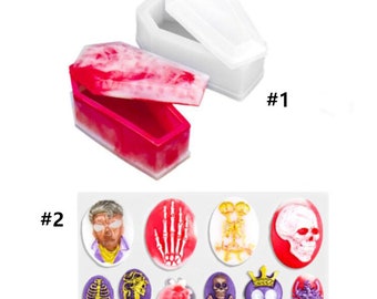 Halloween theme coffin skull ghost  silicone mold decor for chocolate cake baking tools