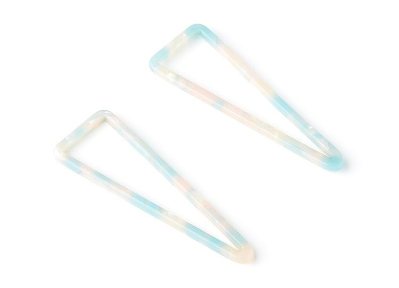 10pcs Tortoise shell acetate acrylic light pink hollow triangle charm pendant jewelry earrings findings supplies 56*19mm 1358T