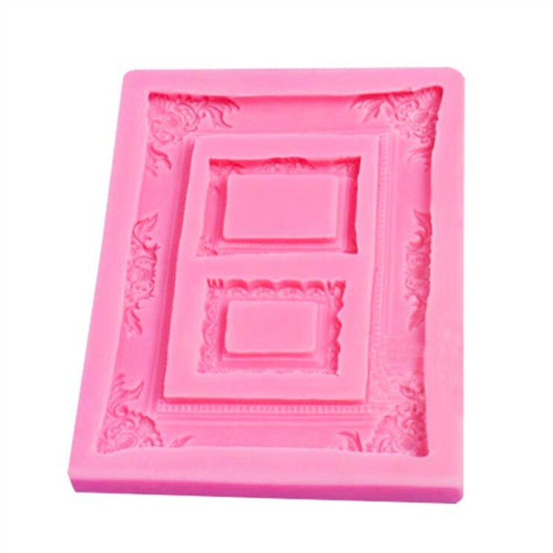 3 Piece Pink Picture Frame Silicone Fondant Molds - For Cake Decorating, Chocolate, Resin, Clay Crafts