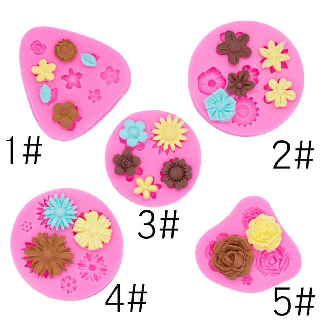 6-teiliges Silikon-Formen-Set Für Blumen Aus Fondant, Schokolade, Harz - Gänseblümchen, Rose, Sonnenblume Etc.