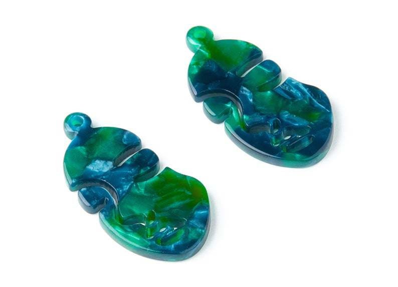 10pcs Tortoise shell acetate acrylic green blue human face charm pendant jewelry earrings findings supplies 33*17mm 1369E