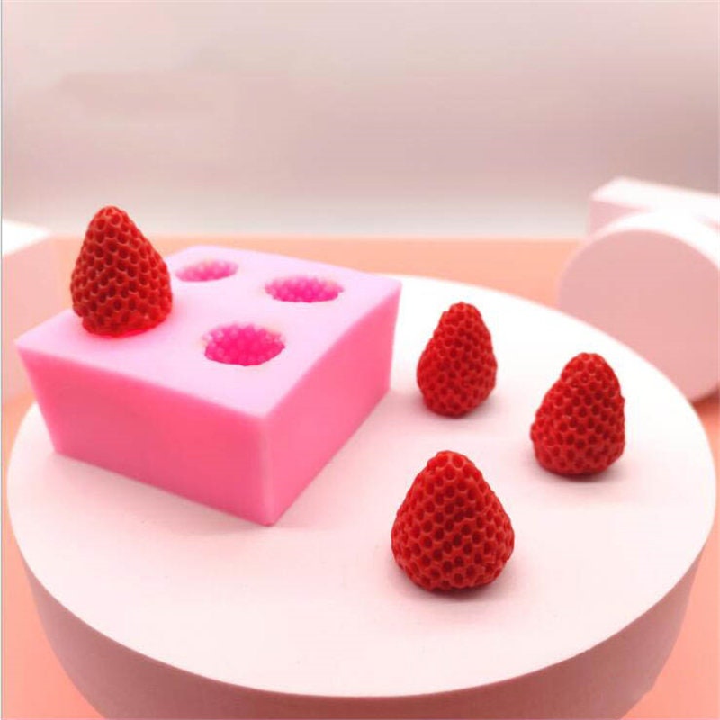 3D Silicone Mold Resin Clay Strawberry Mold Decor for Chocolate Cake Baking  Tools 