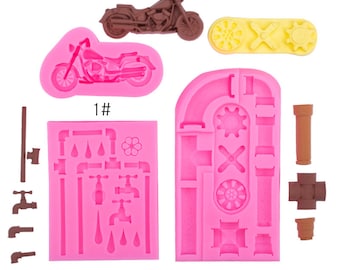 Motorcycle Silicone Mold, Cake Decorating, Fondant Sugarcraft