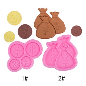 Moneta Muffa del sacchetto dei soldi Muffa del cioccolato della torta Strumenti per decorare la torta nuziale Stampi per torta fondente Sugarcraft