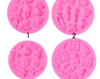 Stampo in silicone a tema bambino: decorazione per torte, resina, argilla