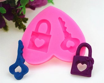 silicone mold resin clay lock key mold decor for chocolate cake baking tools