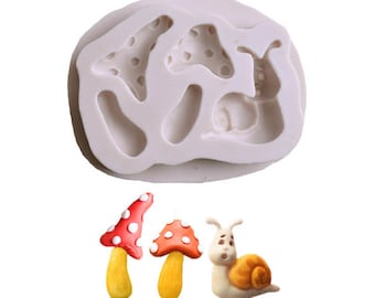 silicone mold resin snail mushroom mold  decor for chocolate cake baking tools