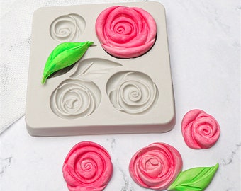 La feuille de rose laisse un décor de moule en silicone pour les outils de cuisson de gâteaux au chocolat