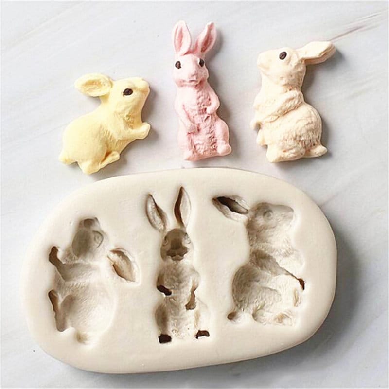 silicone mold resin clay rabbit mold decor for chocolate cake baking tools