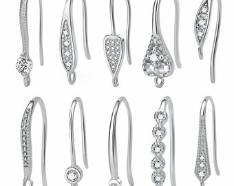 925 Sterling Silver Jewelry Findings Earrings Accessories DIY Handmade Ear Hooks Clasps Making Components