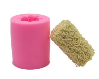 3D silicone mold resin clay rose cylinder mold decor for chocolate cake baking tools