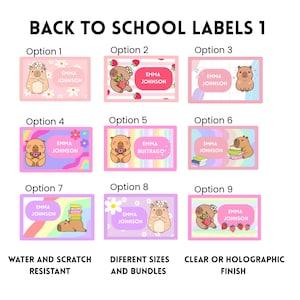 Personalized Capibara School Name Labels | Water Resistant Kids Name Stickers | Custom Labels for  School Supplies Capibara Design