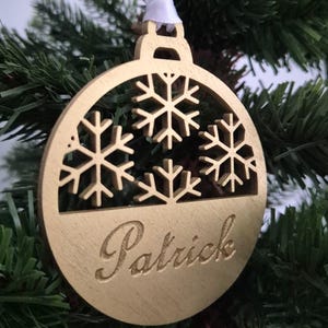 Personalized Christmas ornaments Custom Christmas tree decor Tree ornaments with name Wood Xmas decor Christmas bauble Christmas gift tag