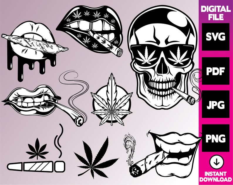 Lips smoking joint svg Smoking lips svg Skull smoking weed Cut Etsy