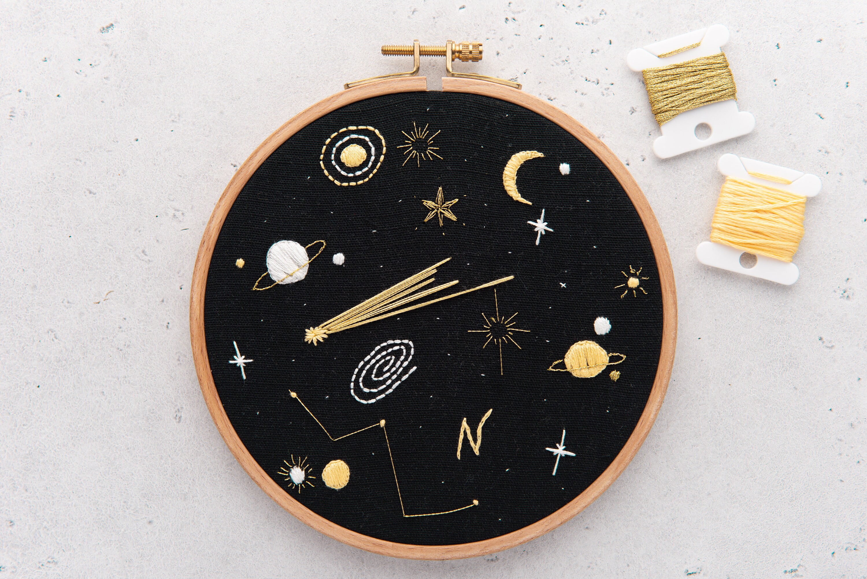 Space embroidery pattern pdf solar system embroidery Etsy