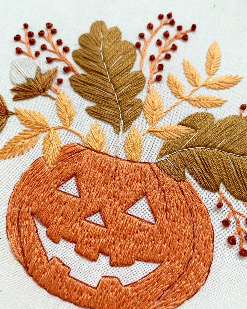 Halloween embroidery pattern pdf video tutorial Beginner Etsy