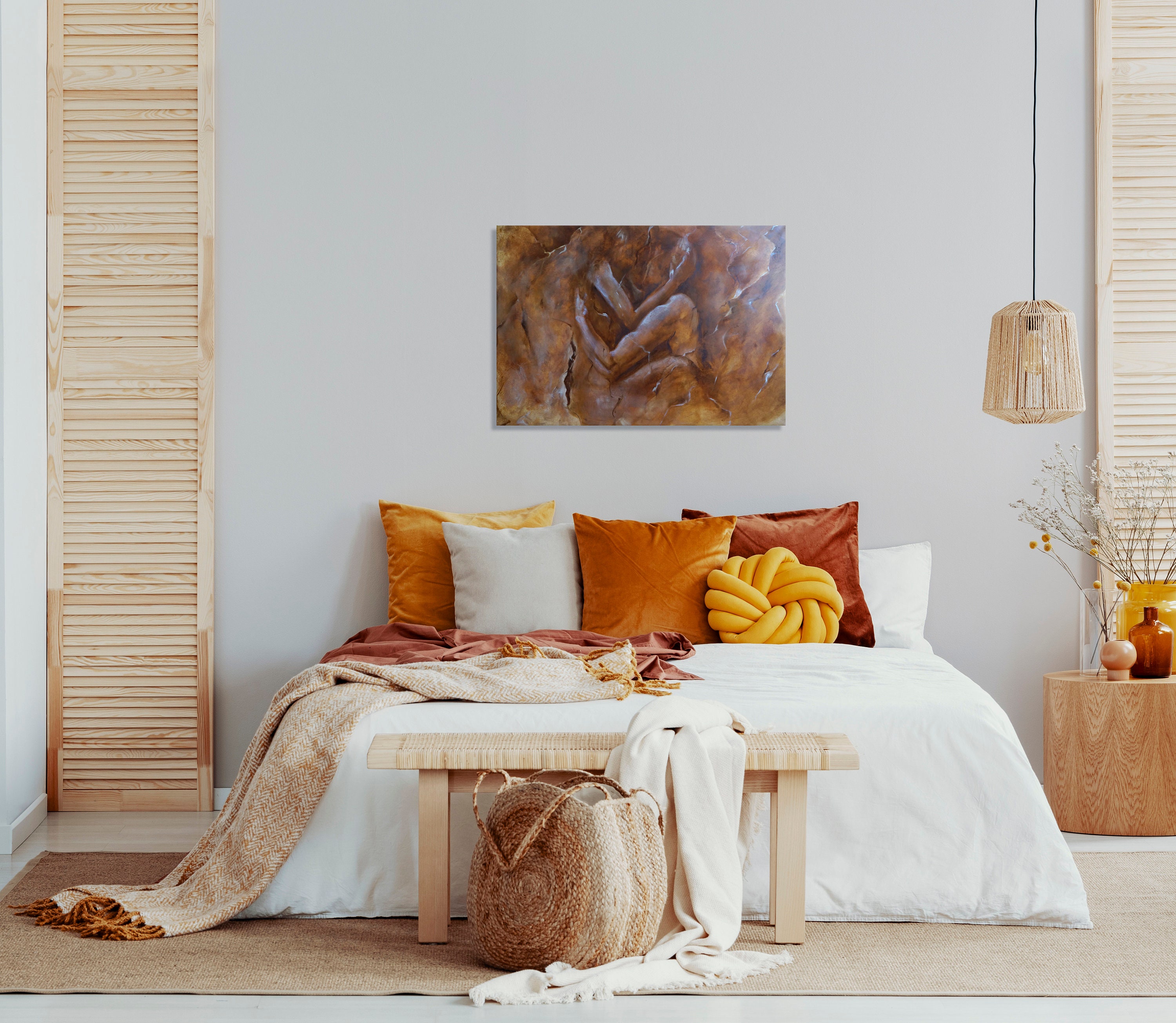 Romantic abstract oil painting over bed wall art decor for Etsy