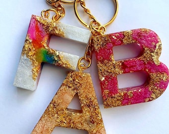 Resin Initial keyring