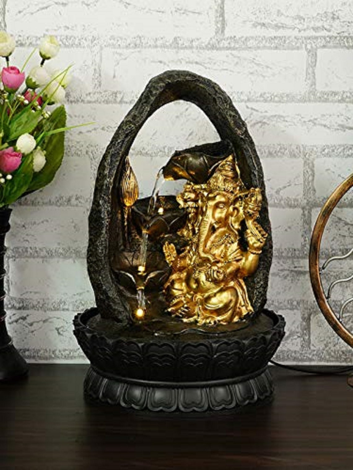 Golden Ganesh Indoor Water Fountain with LED Light New Home Etsy