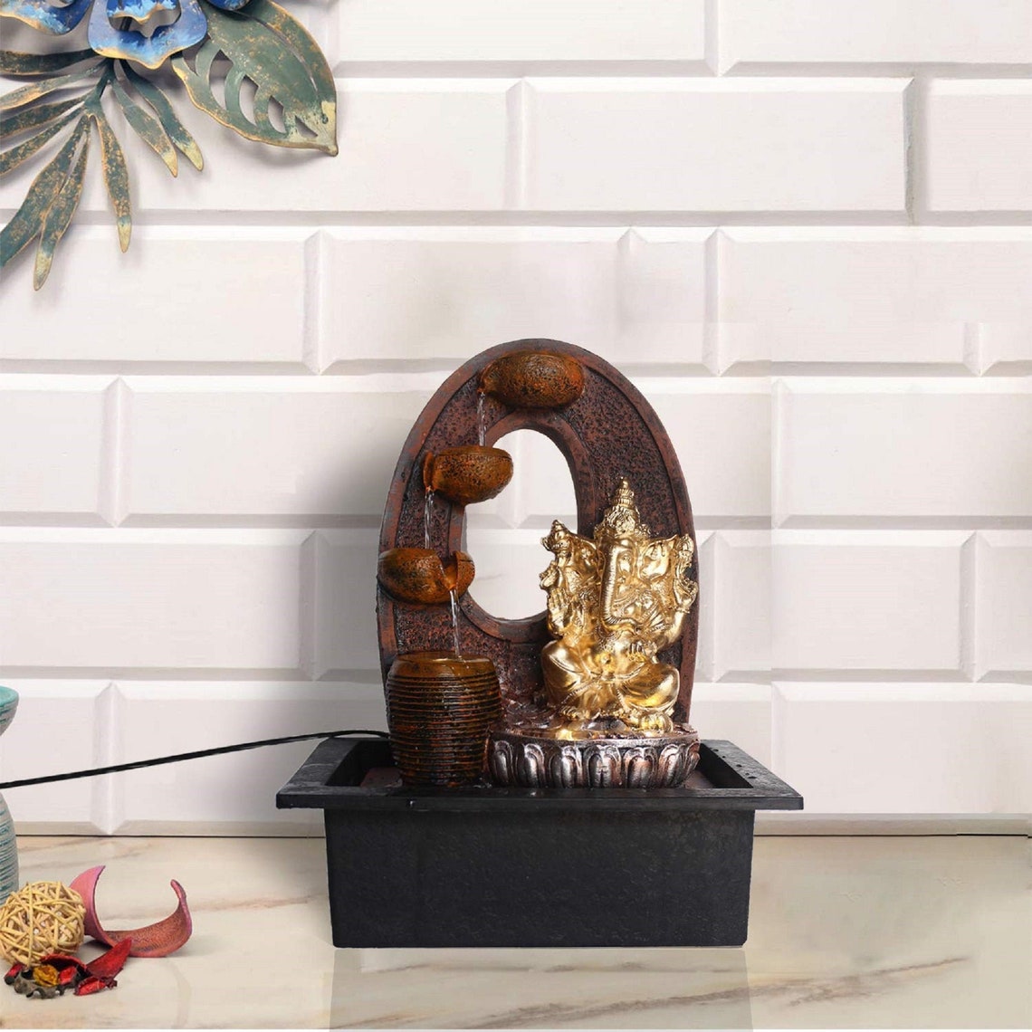 Golden Ganesh Indoor Water Fountain with LED Light New Home Etsy
