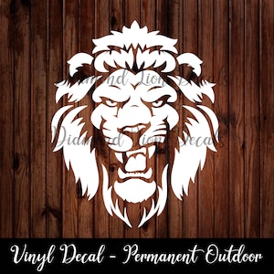 Sticker tête de lion, lion rugissant, roi, lionne, vinyle, sticker, sticker voiture, sticker pour ordinateur portable, sticker bouteille d'eau
