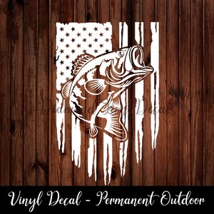 Bass Distressed Flag︱Fishing︱Fisherman︱Bass Fishing︱Father's Day︱Fish︱Vinyl Decal︱Sticker︱Car Decal︱Laptop Sticker︱Water Bottle Decal
