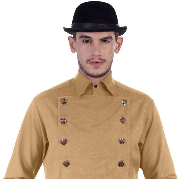 ThePirateDressing Steampunk Victorian Cosplay Costume Mens Linen Airship Shirt