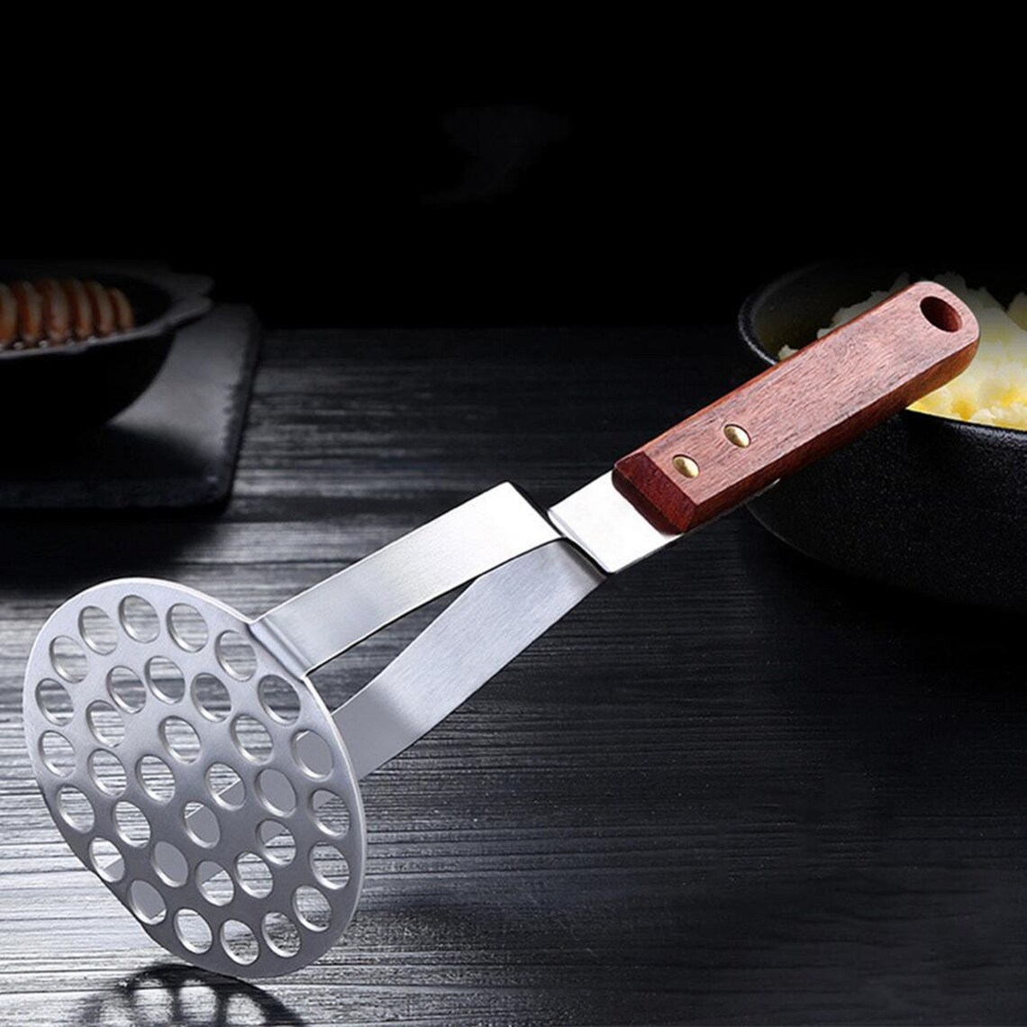 Stainless Steel Heavy Duty Potato Masher with Wooden Handle Etsy