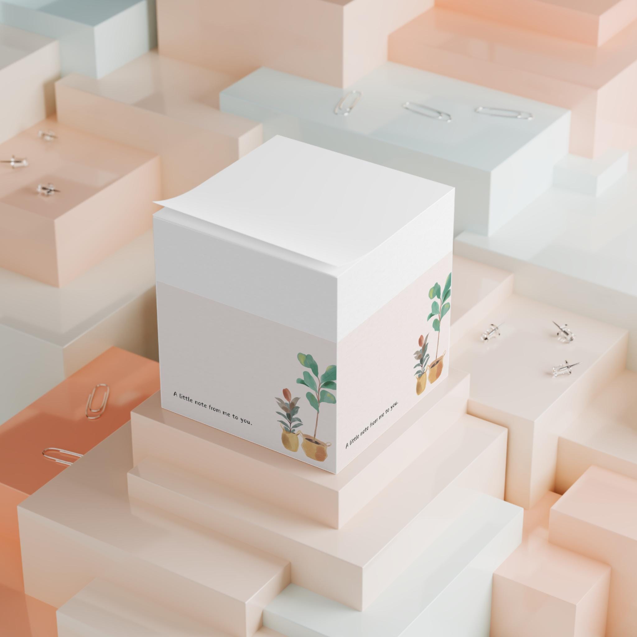 Potted Plants Note Cube | Sticky Note Memo Pad, Botanical Desk ...