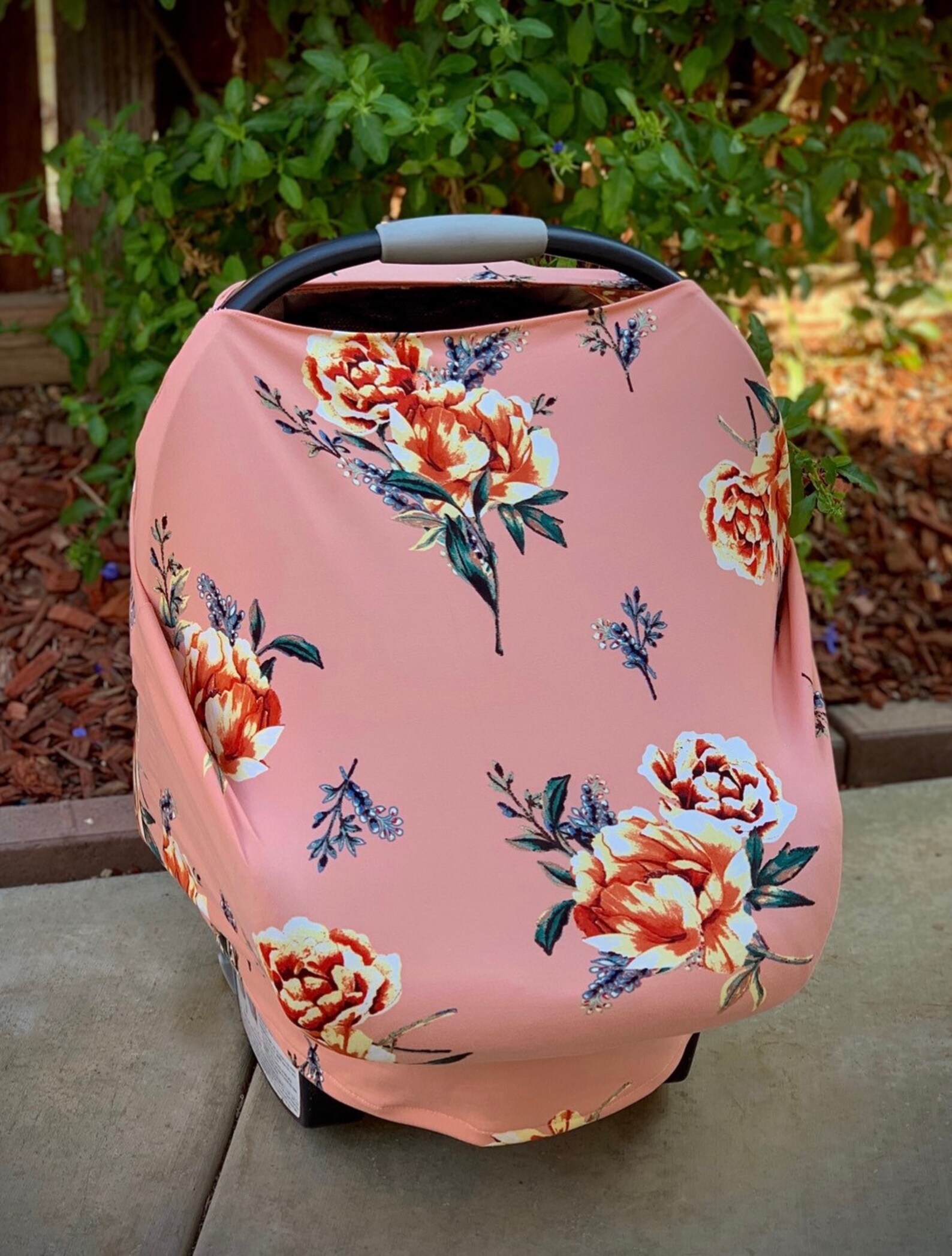 Peach Floral Stretchy Baby Car Seat Cover any Nursing Cover Etsy