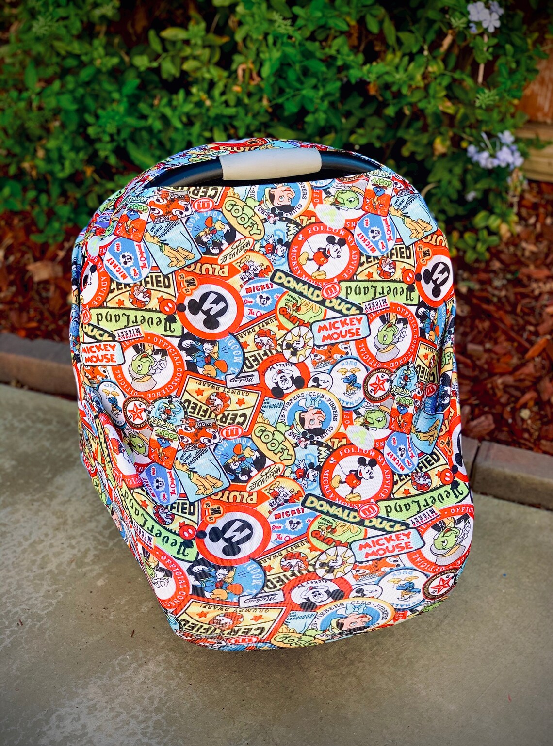 Disney Themed Patches Stretchy Baby Car Seat Cover Etsy