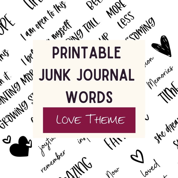 Junk Journal Words Collage Sheet Printable Words for Junk Etsy