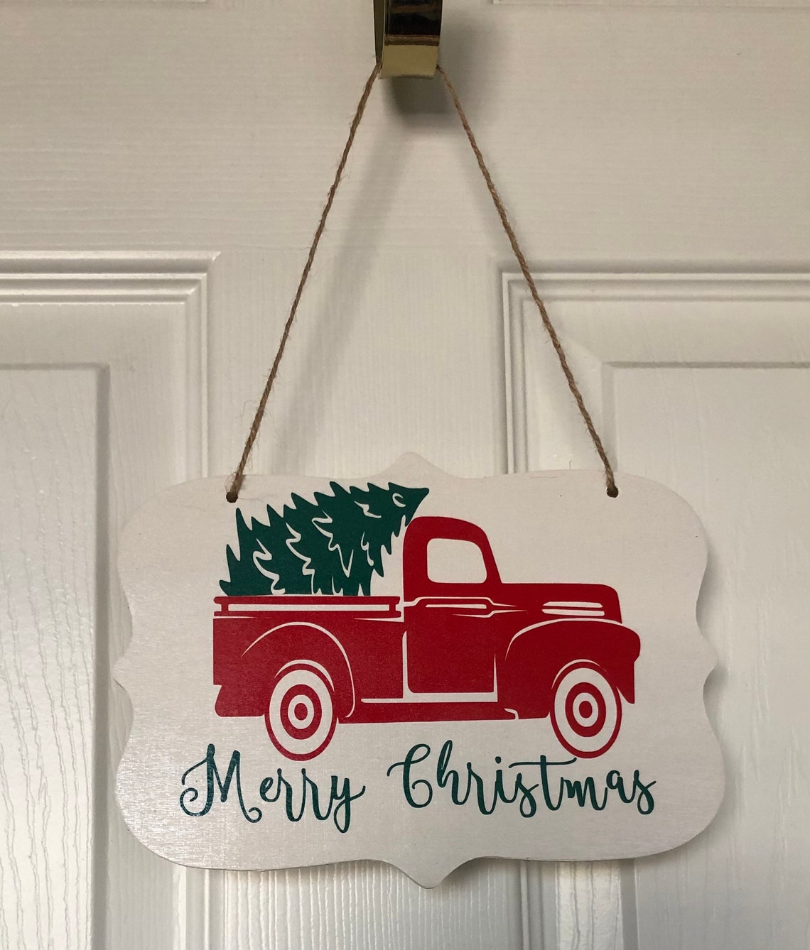 Merry Christmas Sign Little Red Truck Red Truck Christmas | Etsy