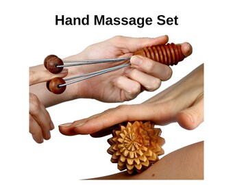 Fußreflexzonen-Massage-Set Akazienholz | Ideales Weihnachtsgeschenk für die Lieben | MoonDragon Holz Akupressur Ball und Finger Massager Set