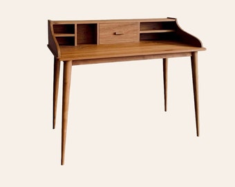 Midcentury raised top study table,desk handcrafted in solid teak in India