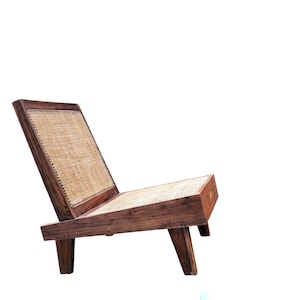 Mid century pierre jeanneret inspired folding lounge chair handcrafted in India