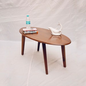 Solid Teak oval shape mid-century coffee table Handcrafted in India