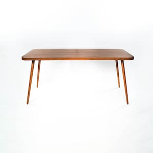 Mid century solid teak dining table with round corners Handcrafted In India
