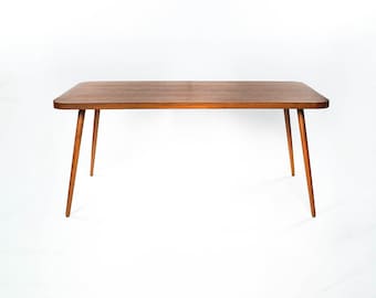 Mid century solid teak dining table with round corners Handcrafted In India