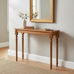 Cansole de entrada tallado en teca maciza hecho a mano en la India