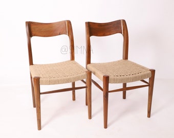 Pair of  Teak Niels moller inspired danish chair Handcrafted in India