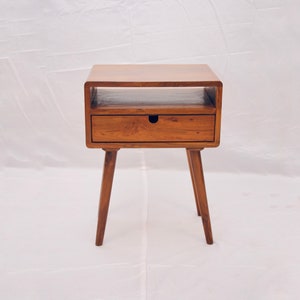 Mid-century nightstand Bedside table Handracft in India With A-Grade solid teak