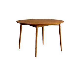 Handcrafted Solid Teak Round Dining Table: Mid-Century Kitchen Table (42 Inches)